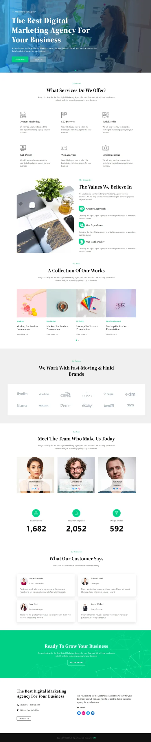 Full page – landing template, digital agency