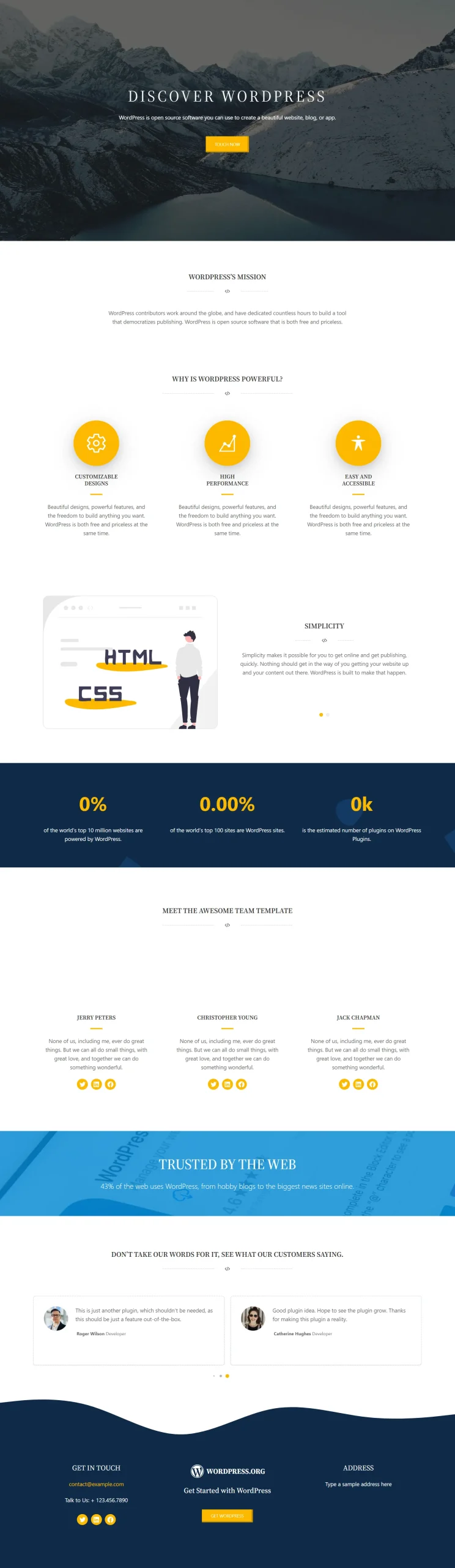 Full page – landing template, business