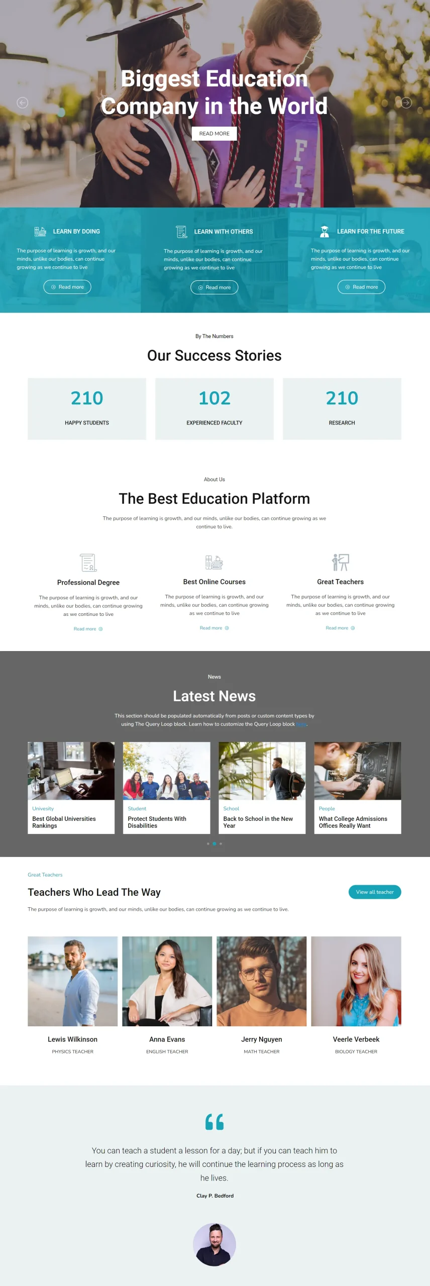 Full page – Landing template, Education